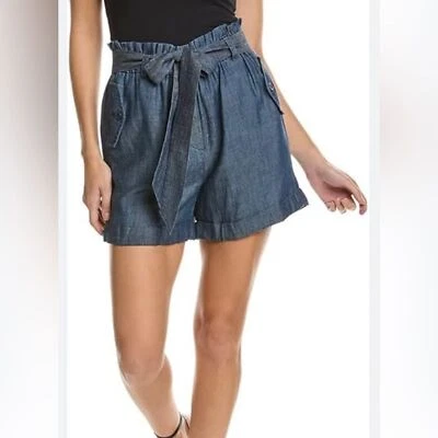 Shorts jeans Trina Turk Serenity bolsa de papel frente amarrada cambraia tamanho 6 - Imagem 1 de 4