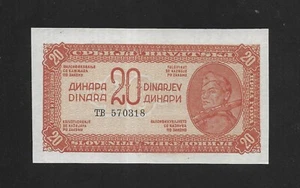 UNC replacement prefix "TB", printed in USSR 20 dinars 1944 YUGOSLAVIA - Picture 1 of 10