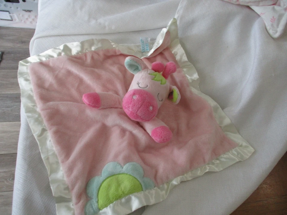 Manta de seguridad para bebé Douglas Lovey rosa jirafa abrazo juguete bebé 14" satinado Foto 1 de 1