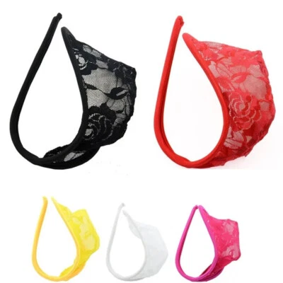 Sexy C-String Tanga unsichtbare Unterwäsche Herren Höschen Spitze T-Back Unterhose UK - Bild 1 von 4