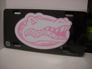 University of Florida Gators Pink and White Head Logo on Black License Plate - Picture 1 of 6