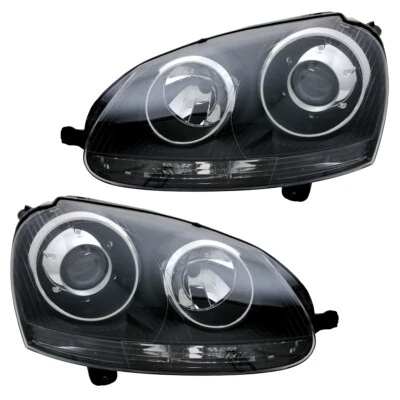 Scheinwerfer für VW Golf 5 VW Jetta 5 Bj. 2003-2010 Schwarz Xenon Optik - Bild 1 von 4