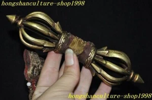 7,2" Tibet antico buddismo bronzo seta Vajra Dorje Phurpa esorcismo talismano - Foto 1 di 5