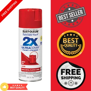 Rust-Oleum Gloss Apple Red Spray Paint 12 Oz. Ultra Cover - Picture 1 of 9