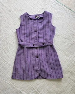 Vintage 1960s Teacher's Pet Mod Dress Purple Striped Girls M - Picture 1 of 8