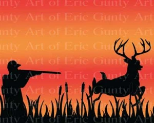 Orange Deer Hunting Birthday ~ Edible 2D Fondant Cake Cupcake Topper ~ D22510 * - Picture 1 of 1