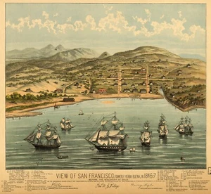 Vintage 1884 Map VIEW OF SAN FRANCISCO CALIFORNIA USA POSTER PRINT WALL DECOR - Bild 1 von 1