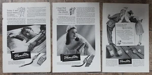 3 x 1946 Hamilton Watch Vintage Mag Print Ads - Picture 1 of 1