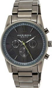Akribos XXIV AK912GY Multifunction Quartz Day Date Black Dial Mens Watch - Picture 1 of 10