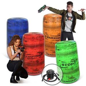 ArmoGear Inflatable Barrels for Laser Tag, Squirt Guns, and Paintball | Set of 4