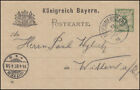 Bayern Postkarte Ziffer 5 Pf grün DV 96: MÜNNERSTADT 1.4.96 nach Witten 14.4.97
