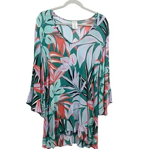 Anne Cole M / L Swim Coverup Tunic Top 100% Rayon Popover V-Neck Cruise Resort - Picture 1 of 9