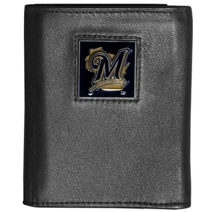 Milwaukee Brewers Deluxe Tri-Fold Fine Grain Leather Wallet, MLB - Picture 1 of 3
