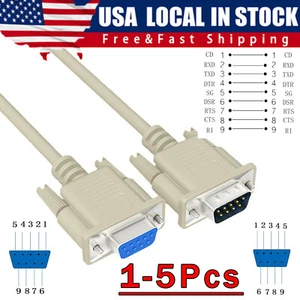 Lote de cable de extensión de puerto serie DB9 RS232 macho a hembra de 3 pies/5 pies/10 pies/16,4 pies - Imagen 1 de 9