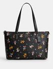 Coach X Disney Gallery Leather Tote With Holiday Print ~nwt~ Black Cm189