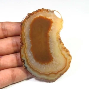 Geoda natural ágata piedra preciosa 223 quilates rebanada marrón cabujón 76x52 mm BS-1160 - Imagen 1 de 4