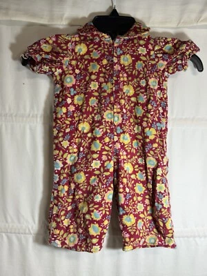 Mameluco sin mangas floral de pana de colección hecho en casa años 70 niñas talla 3T 1 pieza Foto 1 de 4