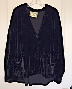 Vintage Partners In Design Blue Fish Artsy Black Velvet Top Jacket Tunika L/XL - Bild 1 von 5