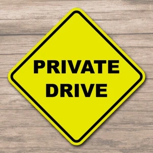Private Drive 8" Diamond Yellow Aluminum Sign Caution Road Sign Plaque - Picture 1 of 4
