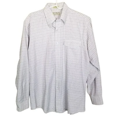 VTG L.L. Bean Dress Shirt Button Down Shirt Men 34/16 White Checkered Shirt Men - Image 1 of 4