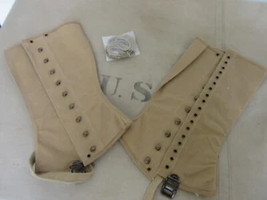 Leggings de lona del ejército de los Estados Unidos M1936 Segunda Guerra Mundial Gaitors Marina Ejército Marines Talla 4 - Imagen 1 de 2