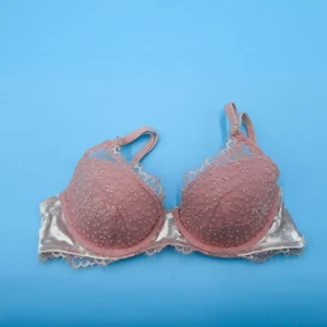 Victorias Secret 34B Pink Dream Angels Lined Demi Lace Fringe Lingerie Bra New - Picture 1 of 7