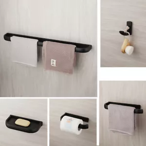 Set mensole portasapone/carta igienica ganci e ganci accessori bagno nero - Foto 1 di 35