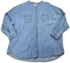 Arizona Men's Blue Long Sleeve Button Denim Work Shirt Pockets Size 5XLT Tall