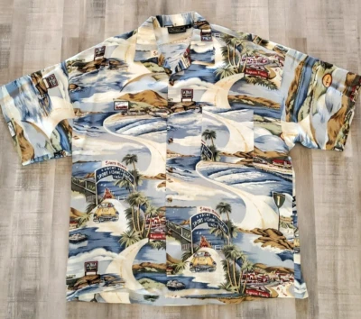Vintage Monzini Collection Shirt Mens Size L Camp So Cal Art Abstract Hawaiian - Image 1 of 4