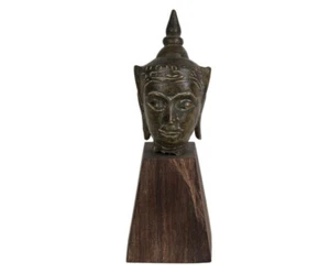 Antiker Thailand A Diminutive Thai Bronze Head Of the Buddha In Ayutthaya style - Bild 1 von 5