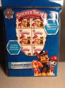 Nickelodeon PAW PATROL STICKER TREATS VALENTINE STICKER PACKS Boxes 16 ct - Picture 1 of 3