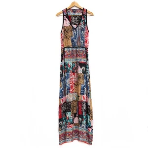 Tolani Maxi Seidenkleid Damen M Patchwork Blockprint Boho Resort Festival Fee - Bild 1 von 8