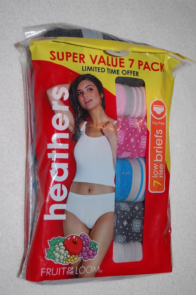 Womens Panties 7 PAIR LOW RISE BRIEFS Solid Print PINK TURQUOISE GRAY Size 5 / S - Image 1 of 1