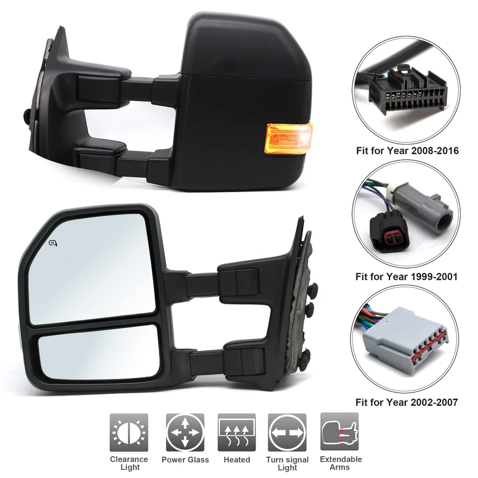 Upgrade Towing Mirrors For 11-16 Ford F250 F350 Super Duty Power Heated Signal - Image 1 of 4