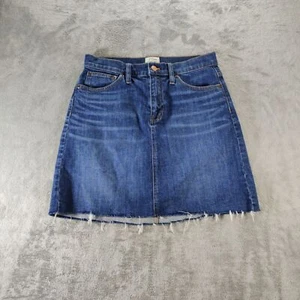 J.Crew Jean Falda Mujer 26 Azul Denim Lavado Oscuro Mini Motociclista Patinador - Imagen 1 de 6