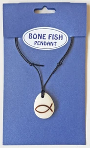 Bone Fish Pendant on Black Cord - EB6585 - Picture 1 of 2