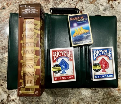 Game Night Vintage Travel Backgammon Set, 3 Decks Of Cards, 1  Mini Tower Game - Image 1 of 4