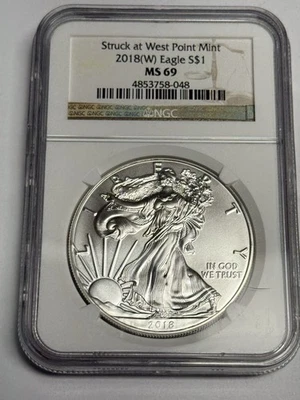 2018(W) NGC MS69 American Silver Eagle Dollar GEM BU Struck At West Point Mint - Image 1 of 3
