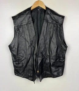 Real Soft Leather Waistcoat Vest Size XL 44" Men`s Gilet Black - Great Condition - Picture 1 of 4