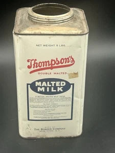 Vintage Werbung Bordens Thompson's Malted Milk 5 Pfund Dose - Bild 1 von 6