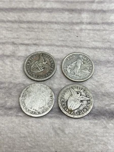2x 1921 2x 1907 Ten 10 Centavos United States Philippines 4pcs Silver - Bild 1 von 2