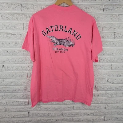 Camiseta Gildan Gatorland Orlando Est 1949 para mujer XL manga corta rosa recuerdo Foto 1 de 4