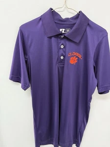 Russell Athletic Clemson Tigers Short Sleeve Polo Shirt Purple Medium - Picture 1 of 6