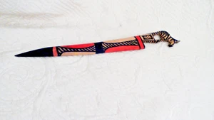 Giraffe Carved Colored Wooden Letter Opener Black/Red/Natural 12" x 1.75" - Picture 1 of 1