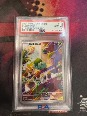 2024 POKEMON SCR EN-STELLAR CROWN ILLUSTRATION RARE #143 BULBASAUR PSA 10 - Image 1 of 2