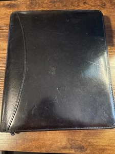 Franklin Covey Black Leather 6 Ring Binder Compact Planner Vintage - Picture 1 of 10