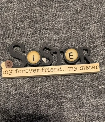 Placa de letrero de hermana - "Mi amigo para siempre, mi hermana" - Acentos de botones decoración del hogar  Foto 1 de 4