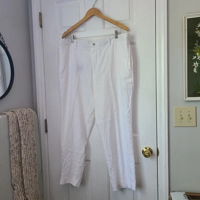 Alan Flusser Curpt Linen Blend Pleated Pants Sz 40x30 White Classic Resort Beach - Image 1 of 4