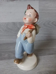 Figura de cerámica Royal Dux Boy con mochila y perro 6,5 pulgadas vintage - Imagen 1 de 10