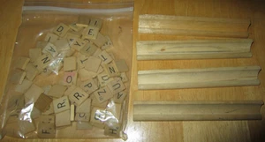 Vintage Scrabble Letter Tiles and Holders Selchow & Righter - Picture 1 of 3
